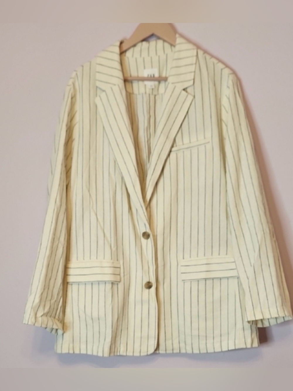 NWOT GAP Relaxed Stripe Linen Blend Blazer, size XXL
